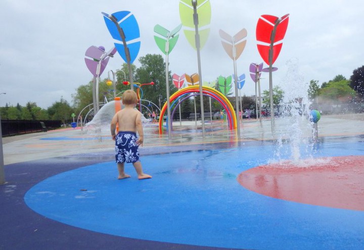 Latreille's younger son has a blast at the Aquaciel park in Lasalle.