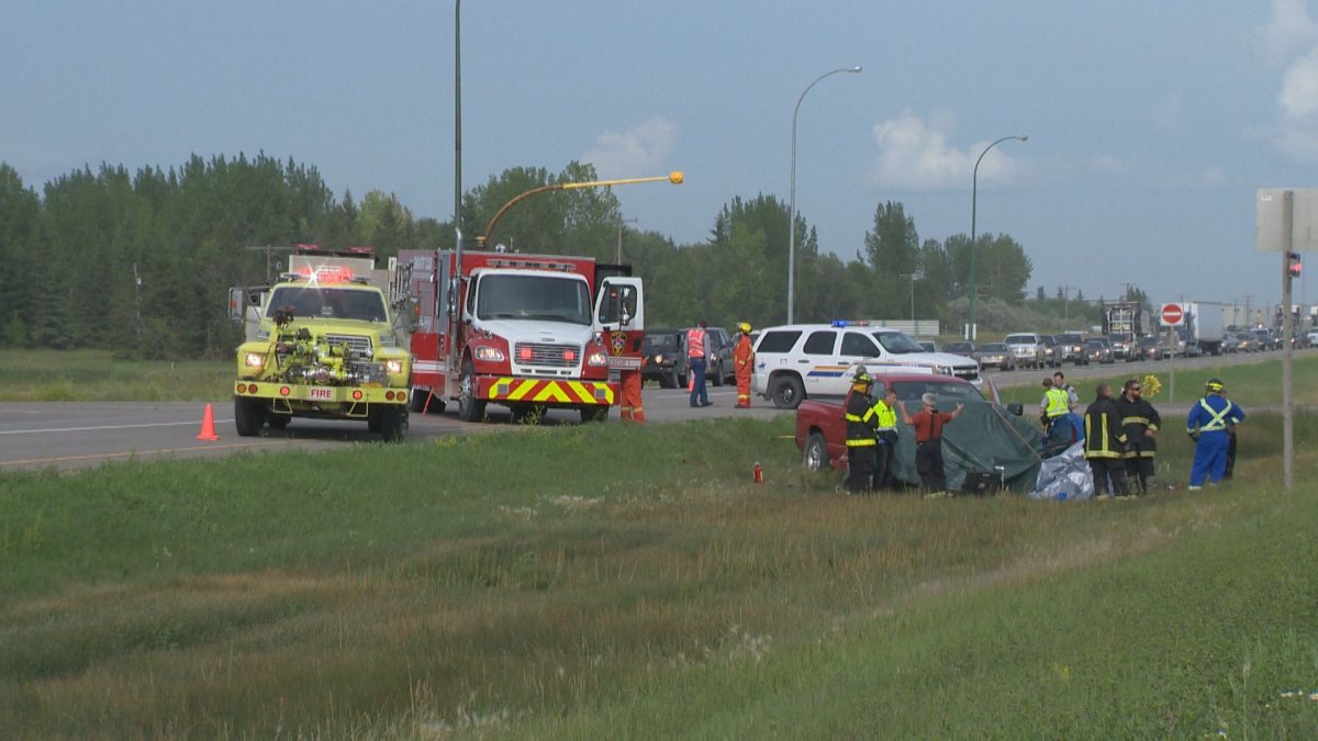 Two people were killed in a crash on Highway 1 near Pilot Butte.