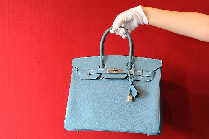 Mandatory Credit: Photo by Tony )
Hermes pale blue togo leather Birkin bag. Estimated sale value GBP4,000-6,000
Hermes bags for auction by Bonhams, London, Britain - 09 May 2012.