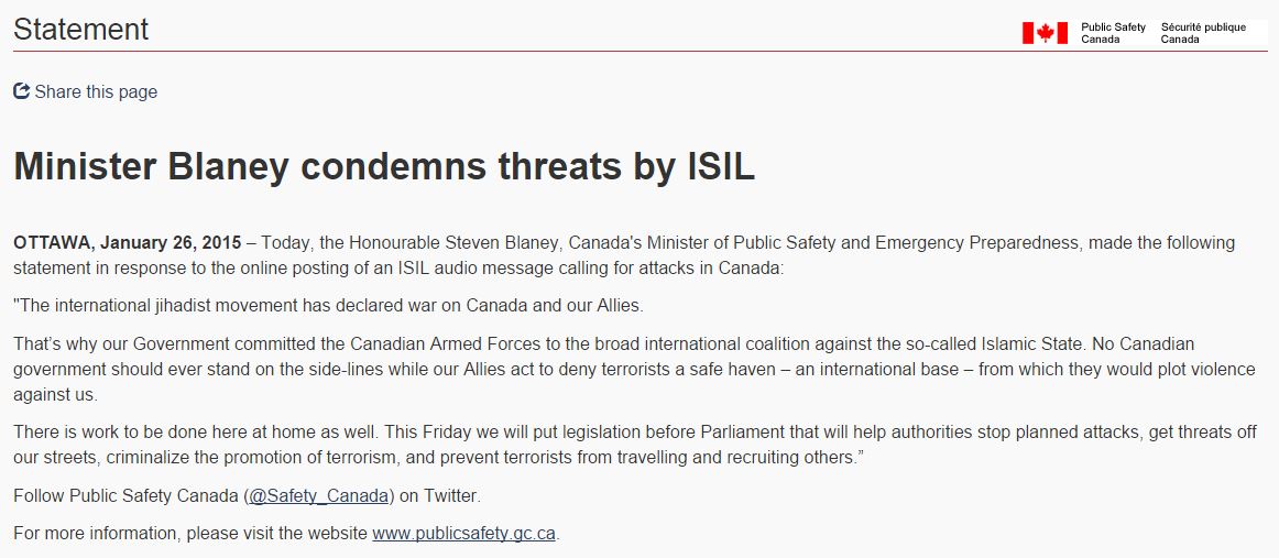 On terror rhetoric, Public Safety Minister ignores RCMP and his own advisors - image