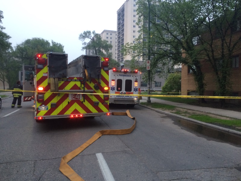 Emergency crews were called to a law firm on Stradbrook Avenue Sunday night after reports of an explosive device.