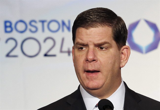 In this Jan. 9, 2015, file photo, Boston Mayor Martin Walsh speaks during a news conference in Boston after the city was picked by the USOC as its bid city for the 2024 Olympic Summer Games.
