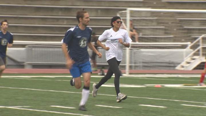 Global’s Camille Ross at the sixth annual ‘Goal MTL’ charity soccer tournament. July 26, 2015.