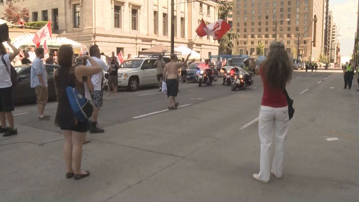 Police were in attendance at Cannabis Day in downtown Vancouver.