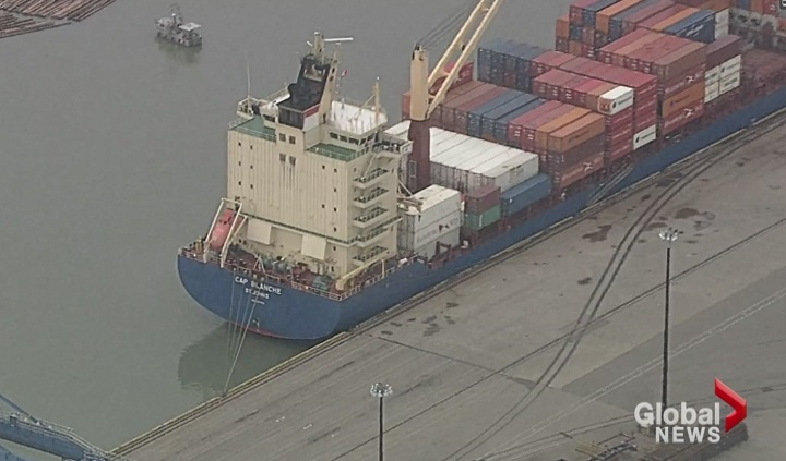 The Transportation Safety Board has sent a team of investigators to Fraser Surrey Docks where crews on a container ship are cleaning up from a fire.
