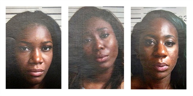 Monique Boakye-Yiado (centre), of Brampton, Ont., Amy Walker (left), of Kitchener, Ont., and Aleesha Williams (right), of Mississauga, Ont., are seen in these handout photos supplied by the Port Authority of New York and New Jersey. The women are charged with attacking another woman at a hotel in Manhattan. 