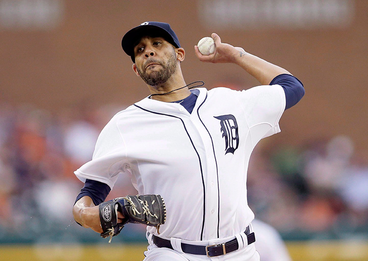 David Price throws during the first inning against the Baltimore Orioles on Saturday, July 18, 2015, in Detroit. 
