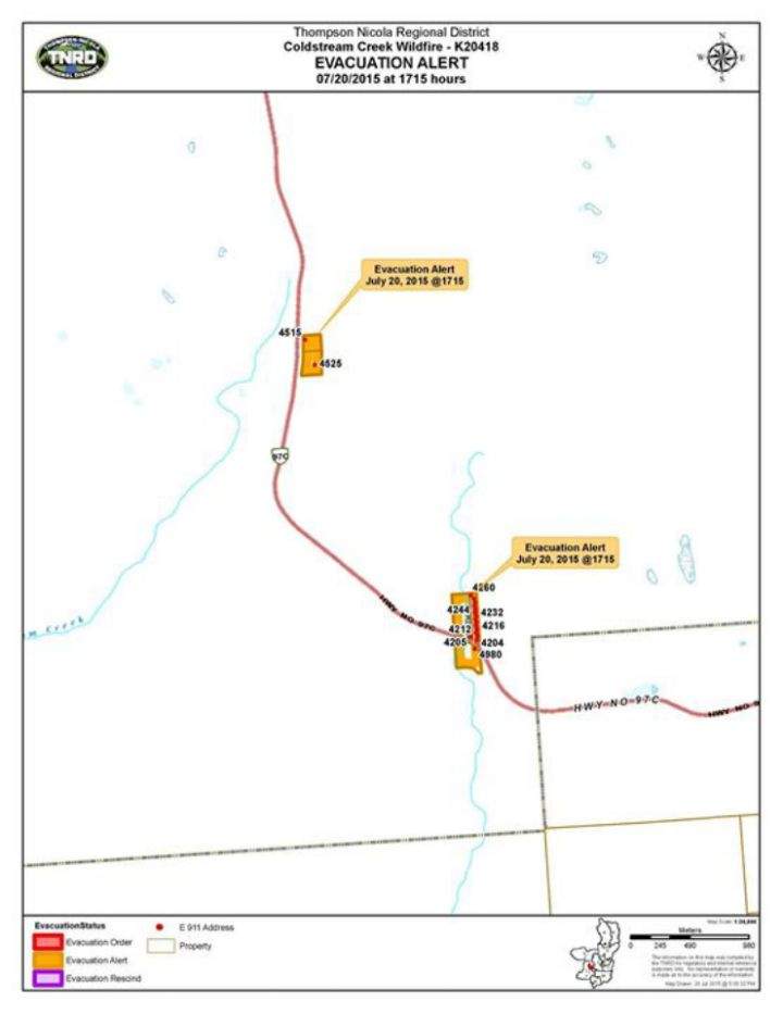 Coldstream Creek evacuation alert for 24 homes rescinded - image