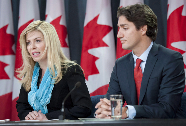 Former Conservative MP Eve Adams (left) is joined by Liberal Leader Justin Trudeau as she announces in Ottawa on Monday, Feb. 9, 2015 that she is leaving the Conservative Party to join the Liberal Party of Canada. 