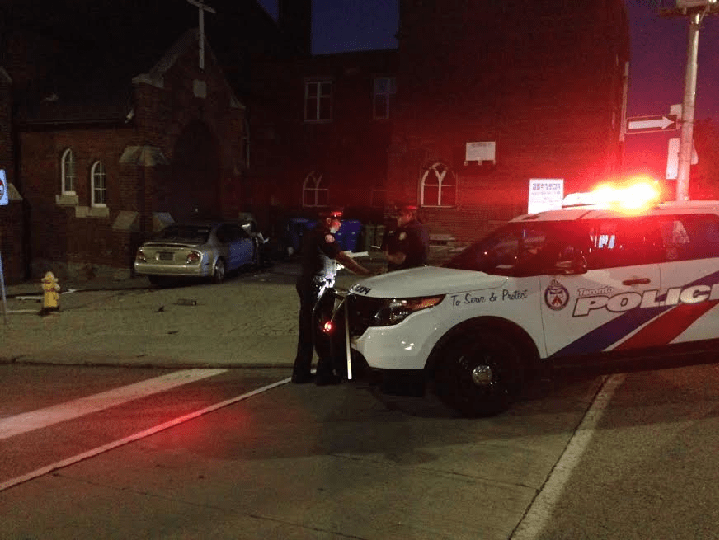 Toronto Police pictured at the scene of the accident.