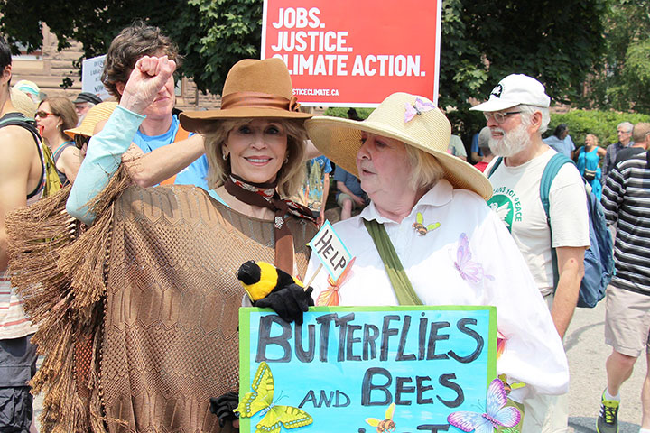 Jane Fonda, picturing posing with a march participant at a rally in Toronto on July 5, 2015.