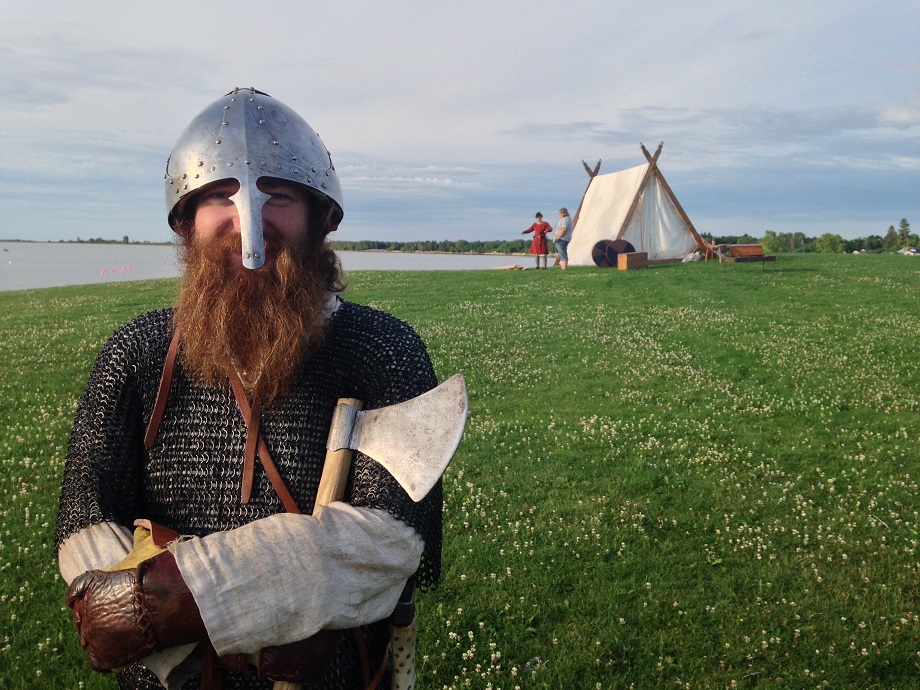 A viking impersonator stands in full costume before the Icelandic Festival of Manitoba in this file photo.