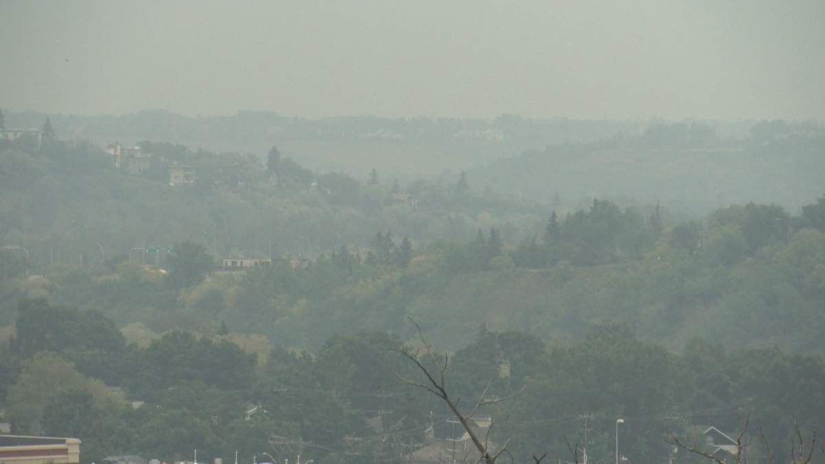 A smoky haze over Edmonton on Tuesday, June 30, 2015.