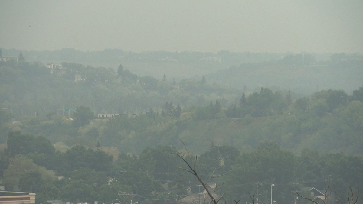 A smoky haze over Edmonton on Tuesday, June 30, 2015.