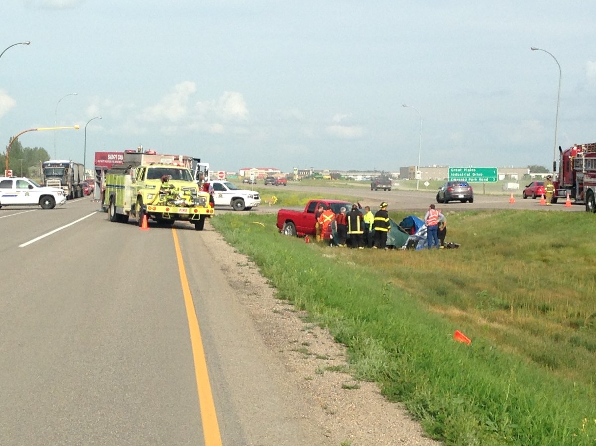 Two people were pronounced dead on the scene of a crash at Highway 1 and Pilot Butte.