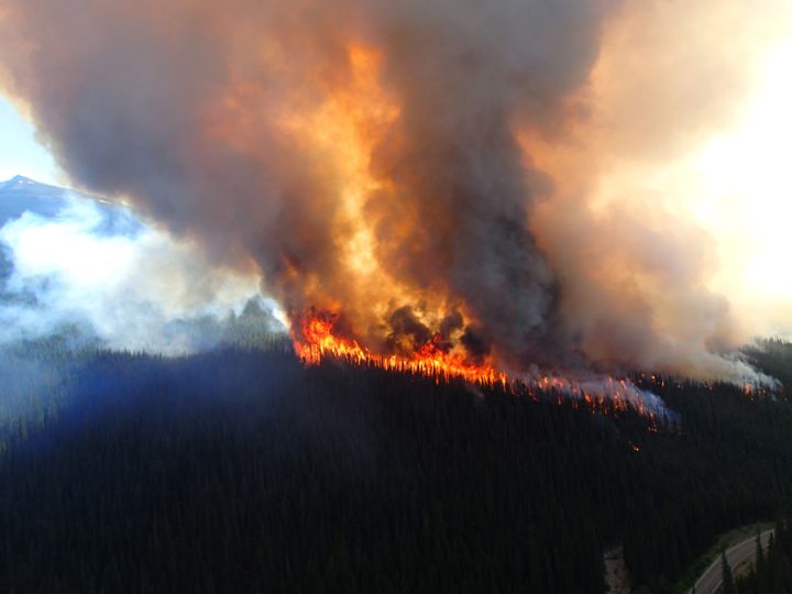 A wildfire burns about 15 kilometres from the Town of Jasper Thursday, July 9, 2015.