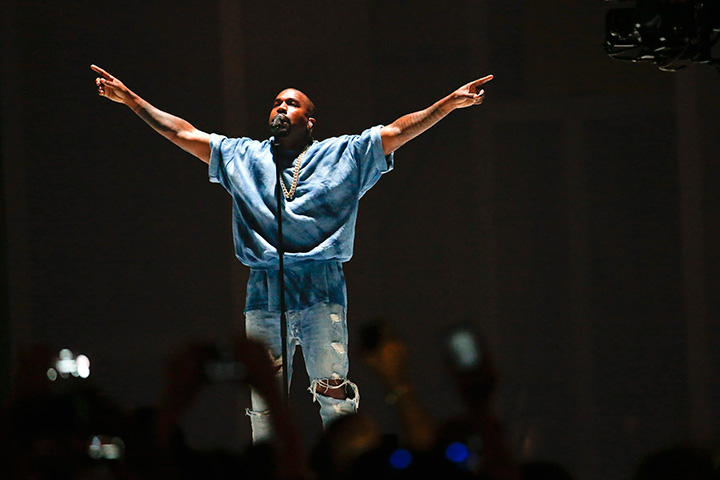 Kanye West performs during the closing ceremony of the Pan Am Games on Sunday, July 26, 2015, in Toronto.