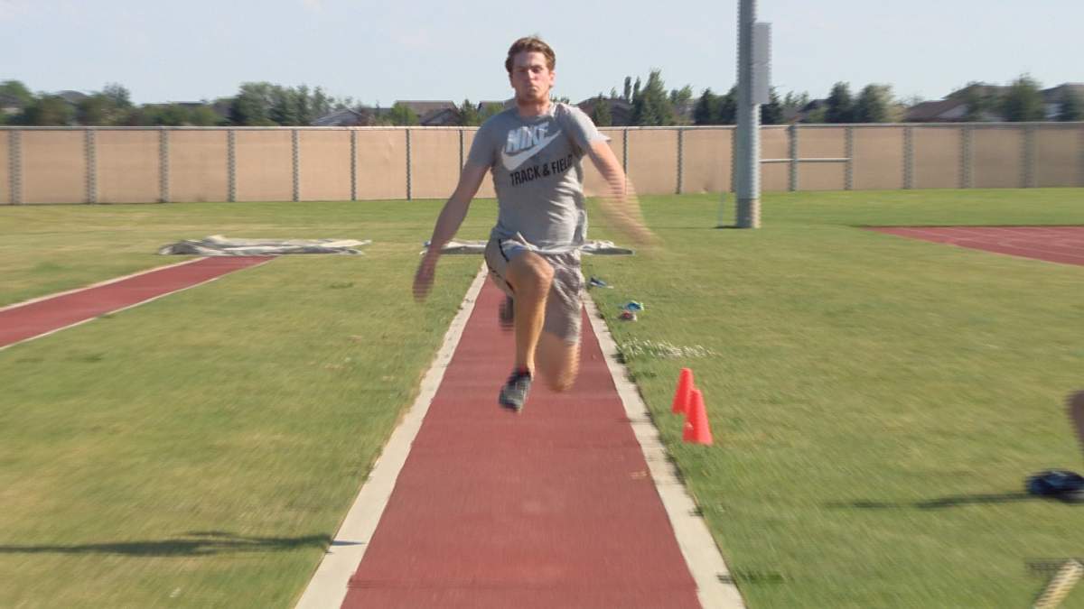 Canadian triple jump champion Aaron Hernandez trains for his first Pan Am Games.