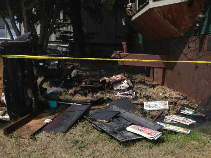 A 65-year-old woman has died after a possible explosion and fire and in a Moose Jaw trailer court.