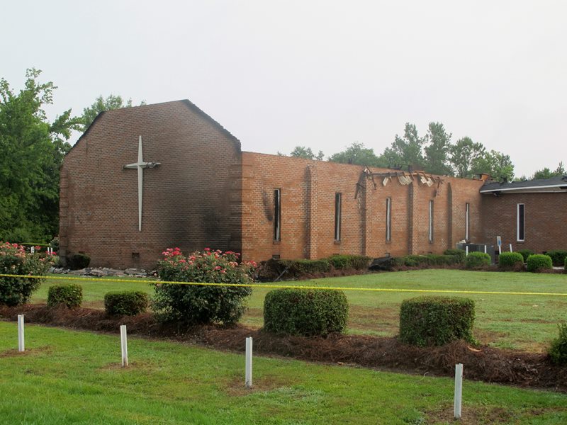The Mount Zion AME Church in Greeleyville, S.C., is seen on Wednesday, July 1, 2015, after it was heavily damaged by fire.