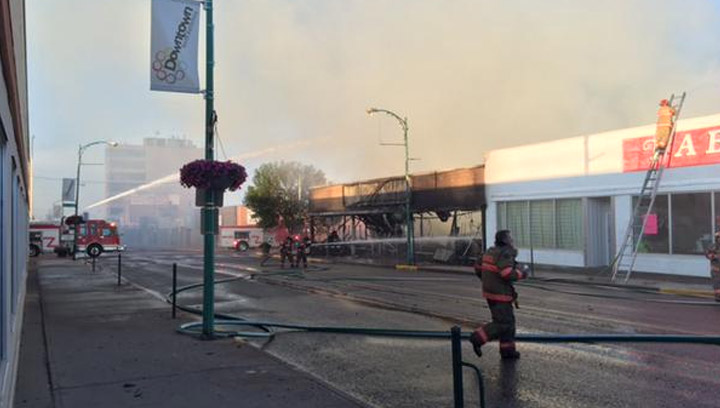 A fire has destroyed a downtown North Battleford, Sask. business.