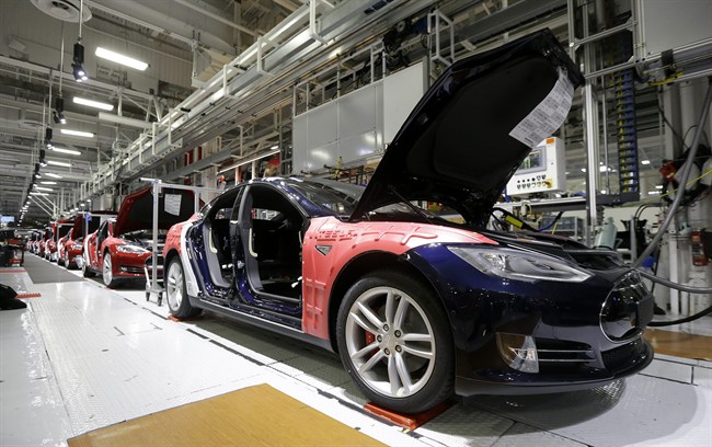 Tesla Model S cars are shown in the Tesla factory in Fremont, Calif. 