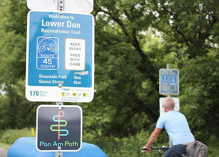 Art installations are pictured along the Pan Am Path on the Lower Don River trail, July 8, 2015.