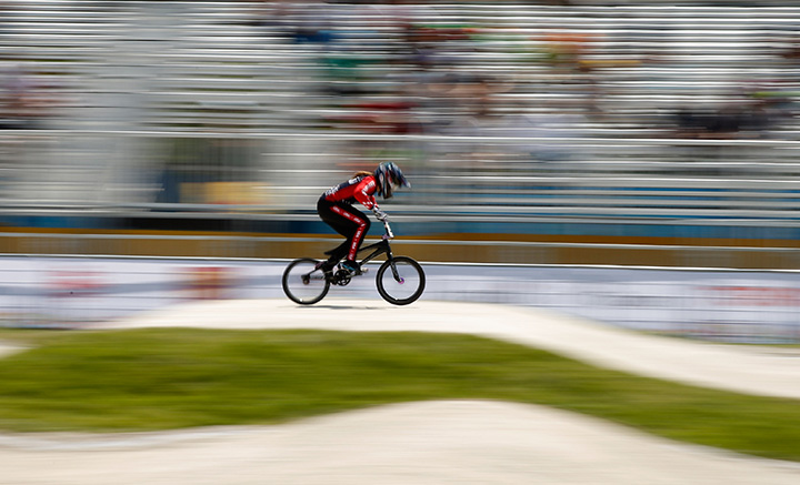 Felicia Stancil of the United States competes in the BMX Cycling Time Trial during the Toronto 2015 Pan Am Games at Centennial Park on July 10, 2015.