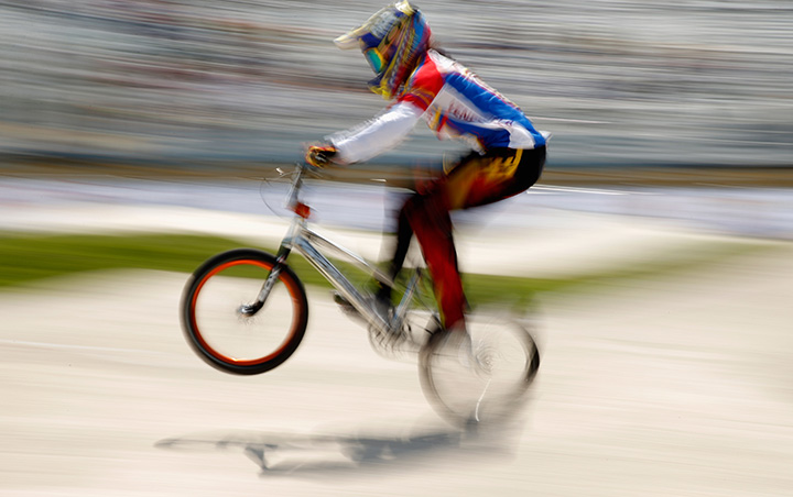 Stefany Hernandez Mendoza of Venezuela competes in the BMX Cycling Time Trial during the Toronto 2015 Pan Am Games at Centennial Park on July 10, 2015.
