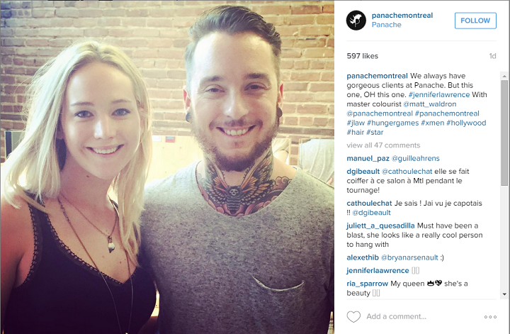 Jennifer Lawrence stopped by Panache Montreal to get some highlights.