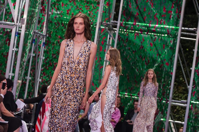 A model wears a creation for Christian Dior's fall-winter 2015/2016 Haute Couture fashion collection presented in Paris, France, Monday, July 6, 2015.