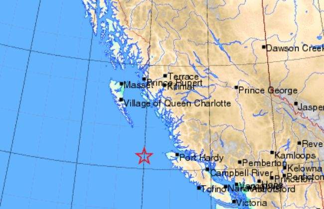 A minor earthquake has struck off the northern tip of Vancouver Island.