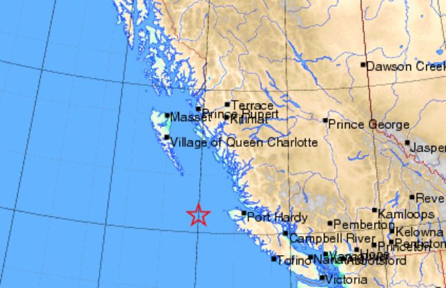 A minor earthquake has struck off the northern tip of Vancouver Island.