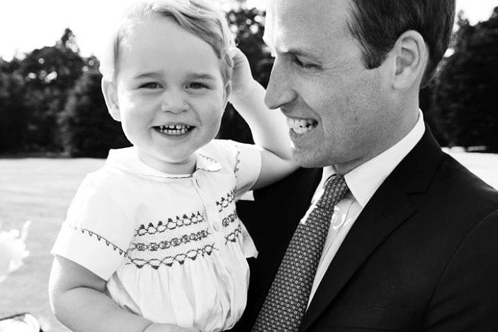 Prince William and his son, Prince George, after the christening of Princess Charlotte of Cambridge at Sandringham on Sunday July 5, 2015.
