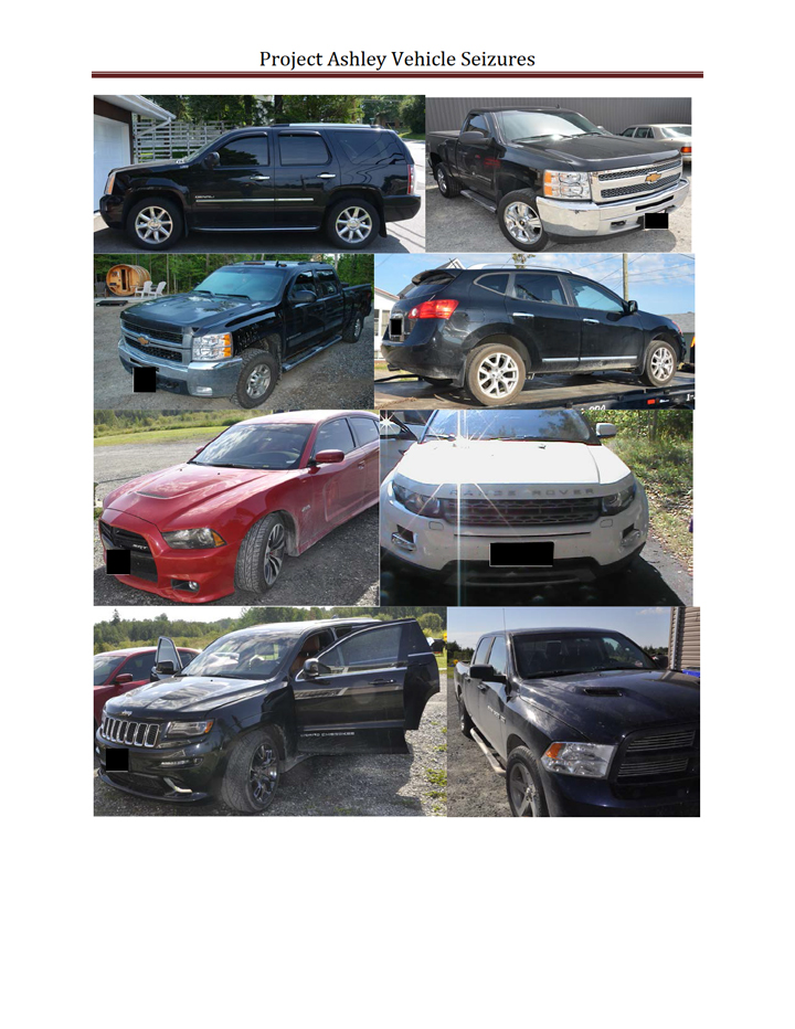 Photos of some of the vehicles seized in the OPP's organized crime investigation dubbed Project Ashley. 