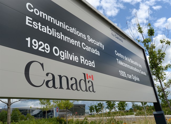 A sign for the Government of Canada's Communications Security Establishment (CSE) is seen outside their headquarters in the east end of Ottawa on Thursday, July 23, 2015.