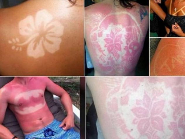 Hawaiian flower tanning tattoo stencil with spray tan Ready for summer and  the beach  Tan tattoo Suntan tattoo White ink tattoo