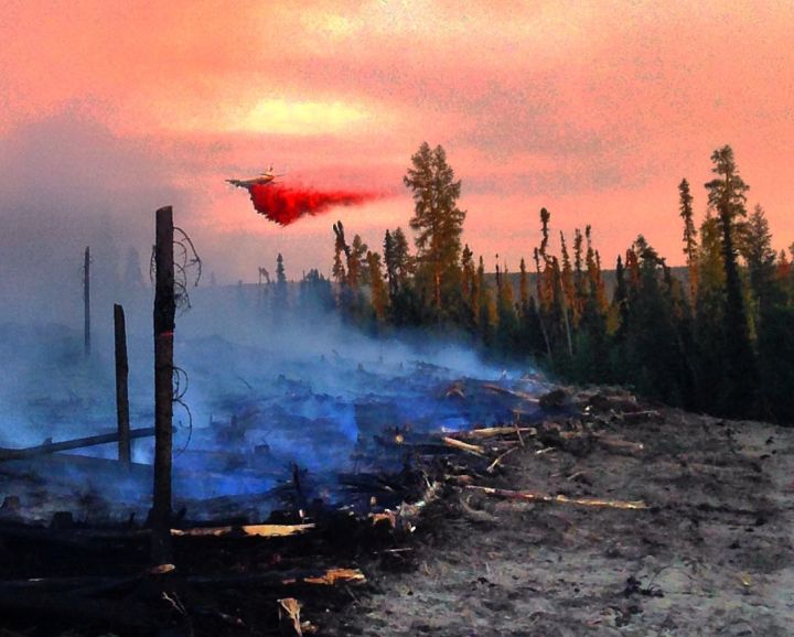 A wildfire burns 11 kilometres south of Swan Hills Alberta. 
