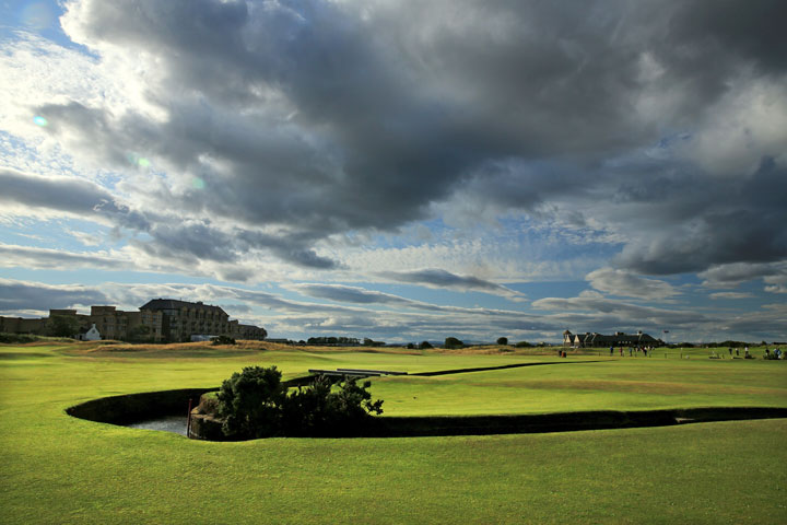 A view of the Swilcan Burn which runs in front of the green on the par 4, 1st hole on the Old Course at St Andrews venue for The Open Championship in 2015, on July 29, 2014 in St Andrews, Scotland.