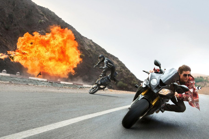 Tom Cruise in a scene from 'Mission:Impossible - Rogue Nation.'.