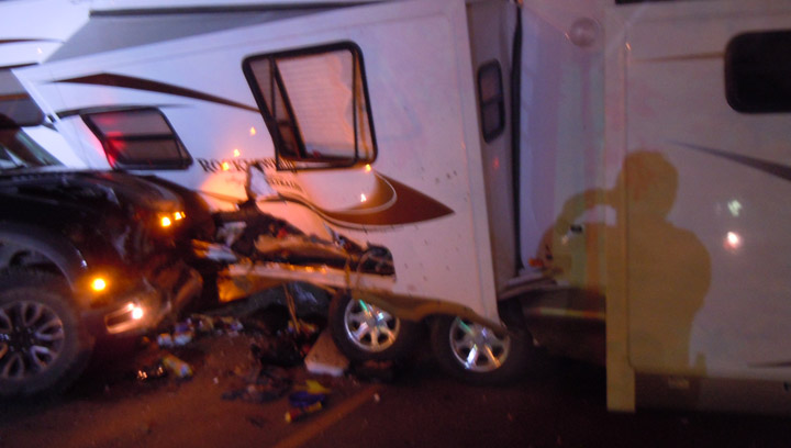 Alcohol factor after truck crashes into camper with six people sleeping inside in Swift Current, Sask.