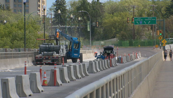 Saskatoon's University Bridge set reopen within a couple of weeks after dry weather allows crews to complete rehabilitation ahead of schedule.