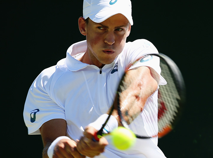 Canada’s Vasek Pospisil in action at the Wimbledon Lawn Tennis Championships at the All Club on June 30, 2015 in London, England. Pospisil is through to the third round of Wimbledon after posting a four-set win over 30th seed Fabio Fognini of Italy. 
