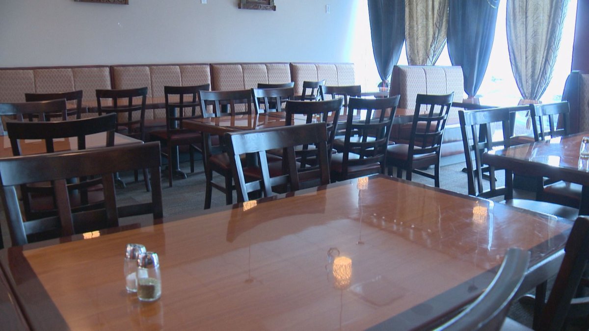 Dawat India sits empty over the lunch hour on Friday. Normally customers come from downtown Regina.