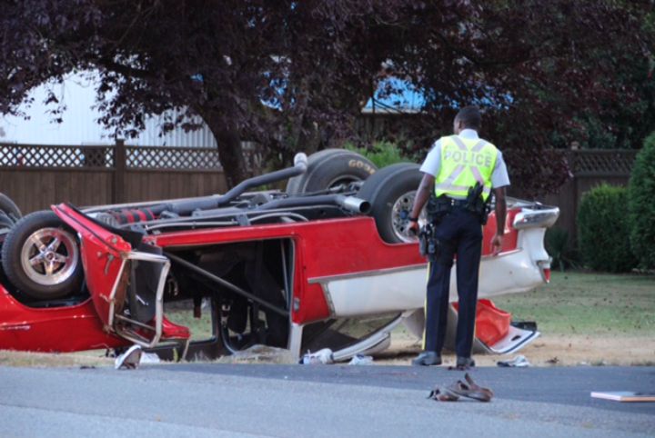 Two people are in hospital tonight after a vintage car crash in Langley Tuesday night.