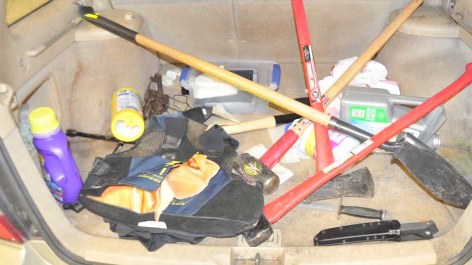 Items recovered from Neal Falls' trunk