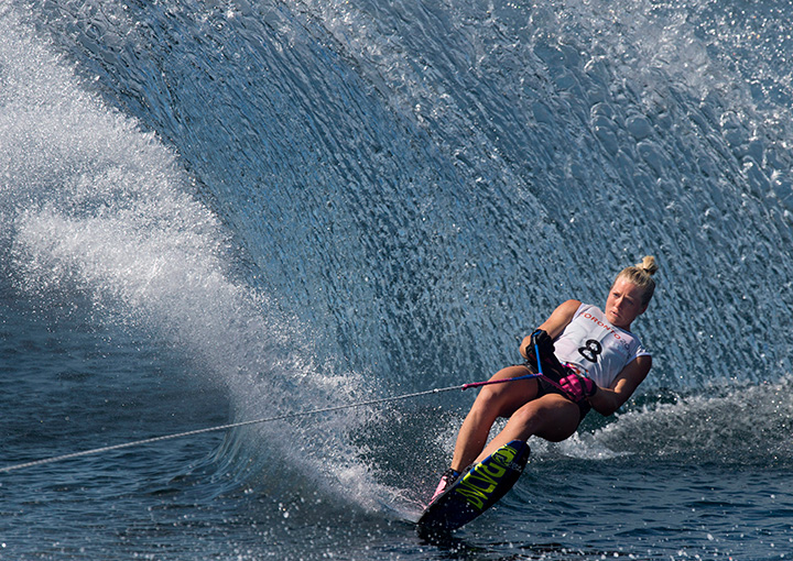Canada’s Whitney McClintock rides her way to a gold medal in women's slalom water-skiing at the 2015 Pan Am Games in Toronto on Thursday, July 23, 2015. 