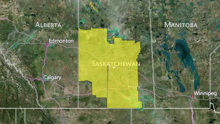 Environment Canada issues severe thunderstorm watch for most of central and southern Saskatchewan including Saskatoon and area.