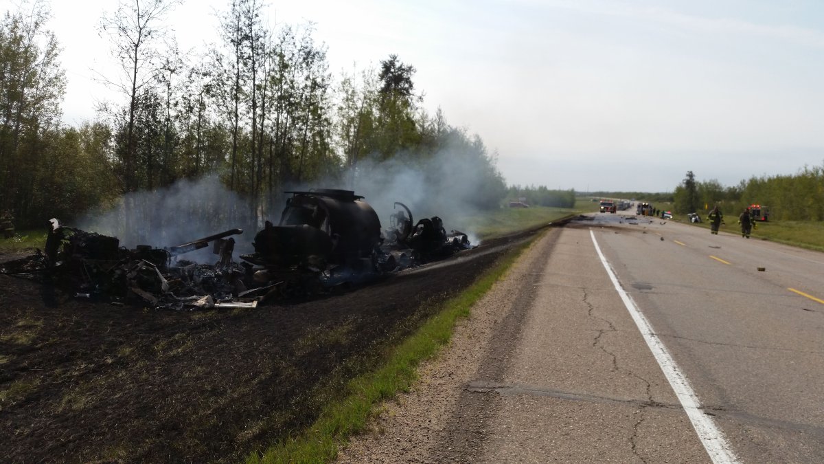 Highway 63 reopened after fiery twovehicle collision Globalnews.ca