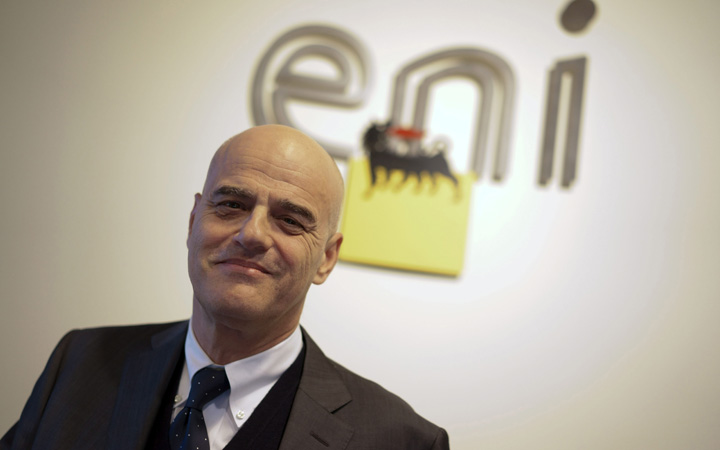 Italian energy giant Eni CEO Claudio Descalzi poses for a photo prior to the start of a conference, in Rome on Jan. 20, 2015. 